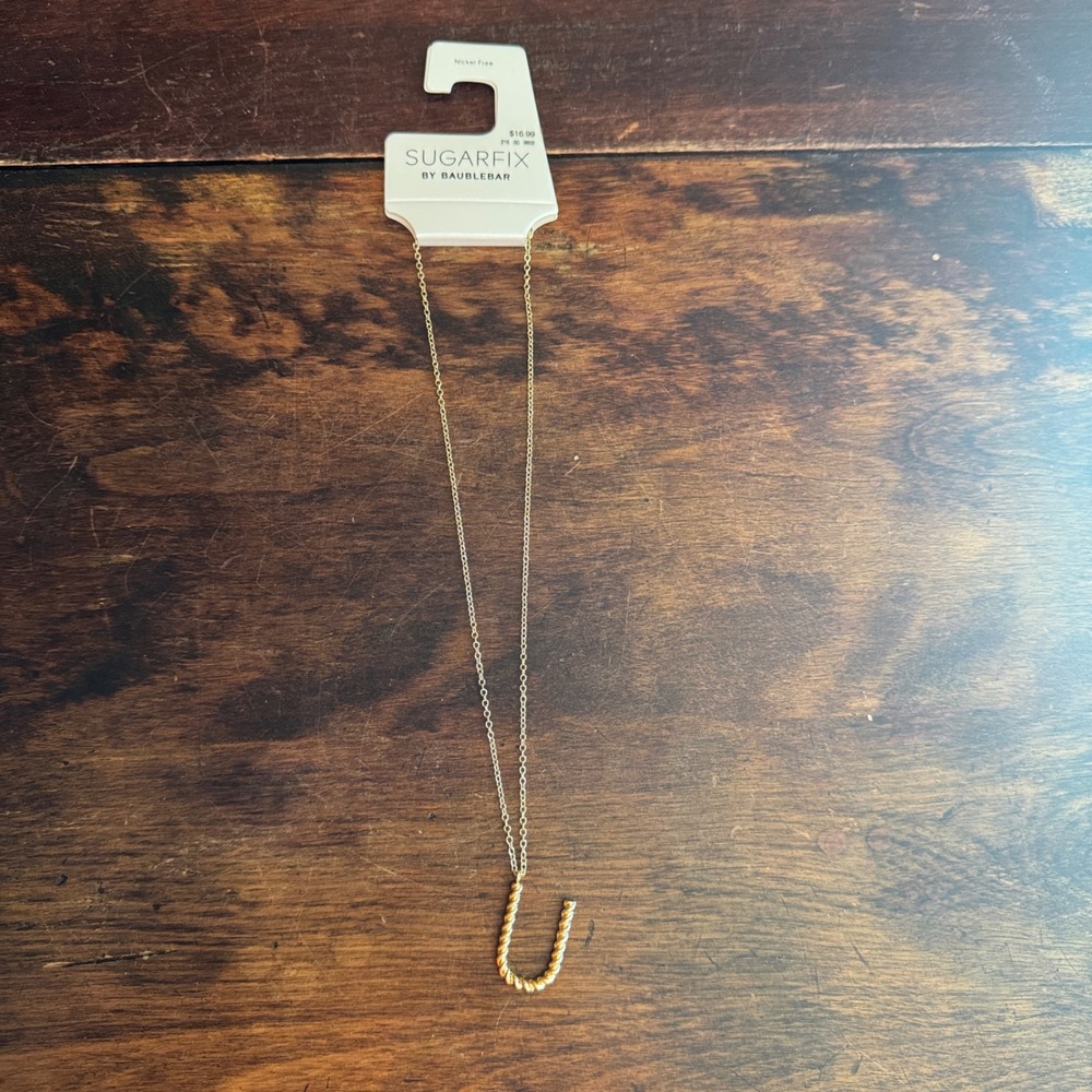 Sugarfix Baublebar Gold Initial U Pendant Necklace Fashion Jewelry NEW‎